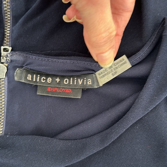 Alice + Olivia Navy Peplum Top Size Small - Picture 5 of 7